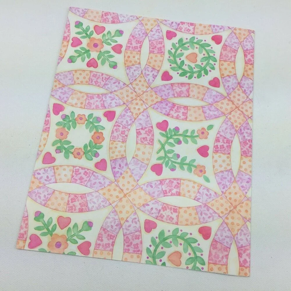 All Occasions Floral Double Wedding Ring Quilt Party Printed Gift Wrapping Paper